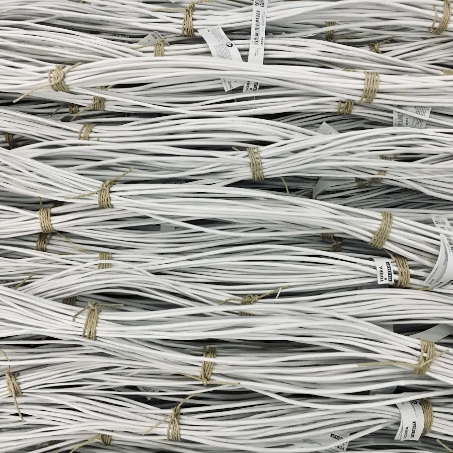 Bundles of cleaned, split cane ready for weaving